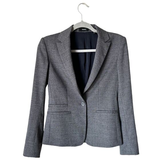 Theory Gabe Bp Portmore Wool Gray Blazer Jacket Slim Fit Size 0 - Picture 1 of 7